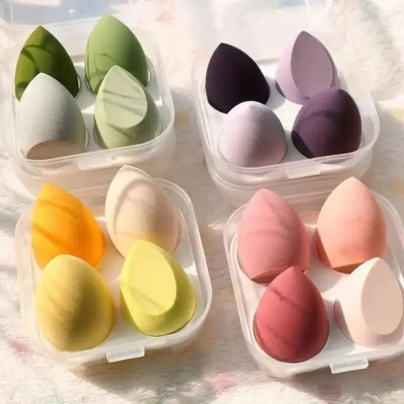 Sponge 4pcs/Set Makeup Puff Cosmetic Latex Soft Beauty Ball Foundation Powder With Box Wet and Dry Colorful Makeup Tool