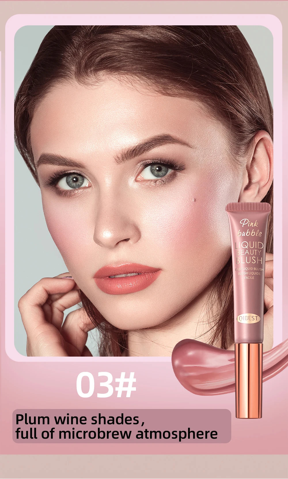 QIBEST Cream Bronzer Contour Blusher Beauty Wand Highlighter Blush With Cushion Liquid Face Bronzer Wand Stick Applicator Makeup