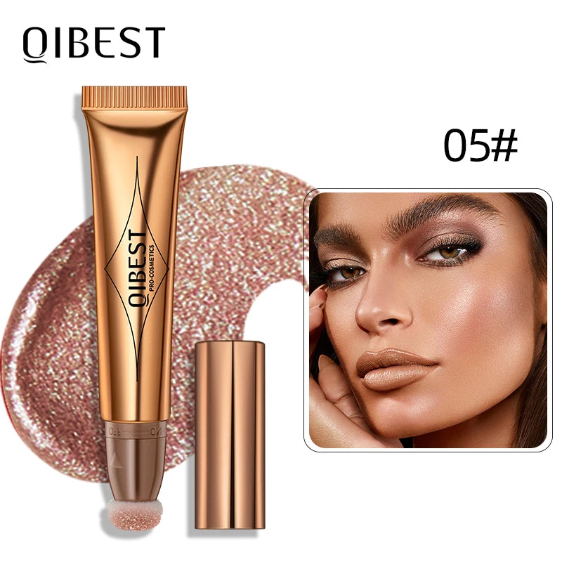 QIBEST Cream Bronzer Contour Blusher Beauty Wand Highlighter Blush With Cushion Liquid Face Bronzer Wand Stick Applicator Makeup