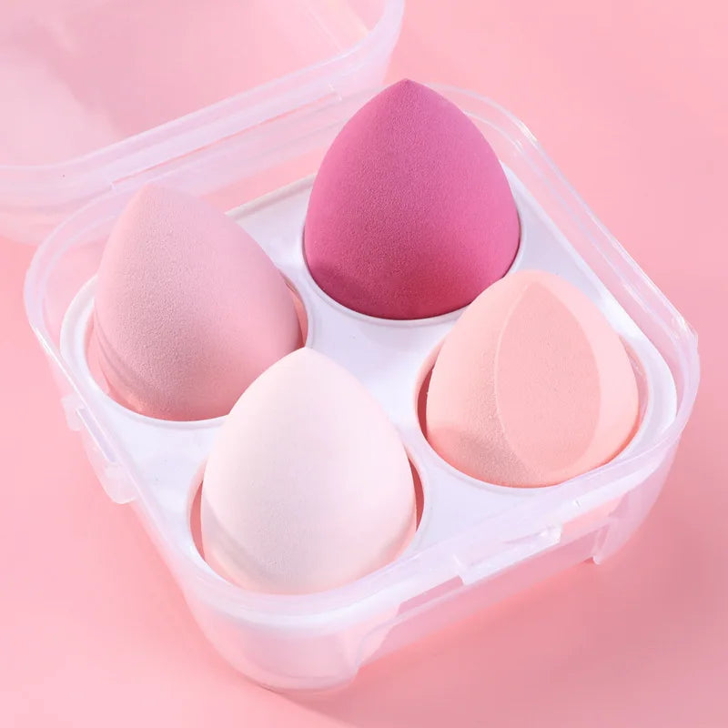 Sponge 4pcs/Set Makeup Puff Cosmetic Latex Soft Beauty Ball Foundation Powder With Box Wet and Dry Colorful Makeup Tool