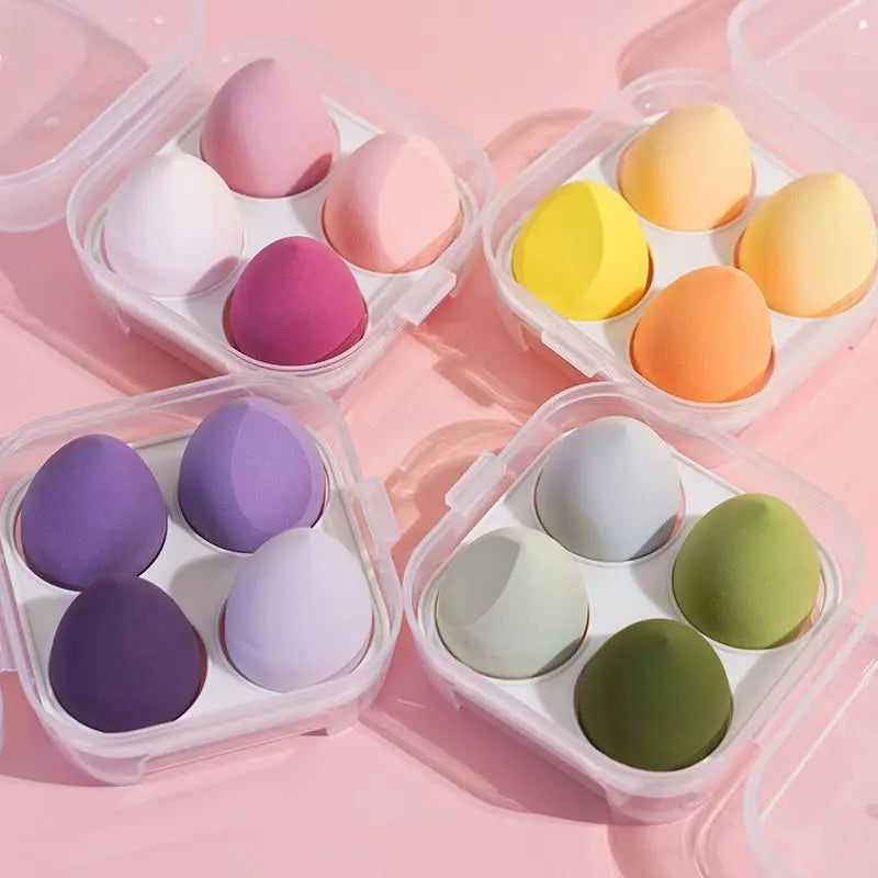 Sponge 4pcs/Set Makeup Puff Cosmetic Latex Soft Beauty Ball Foundation Powder With Box Wet and Dry Colorful Makeup Tool