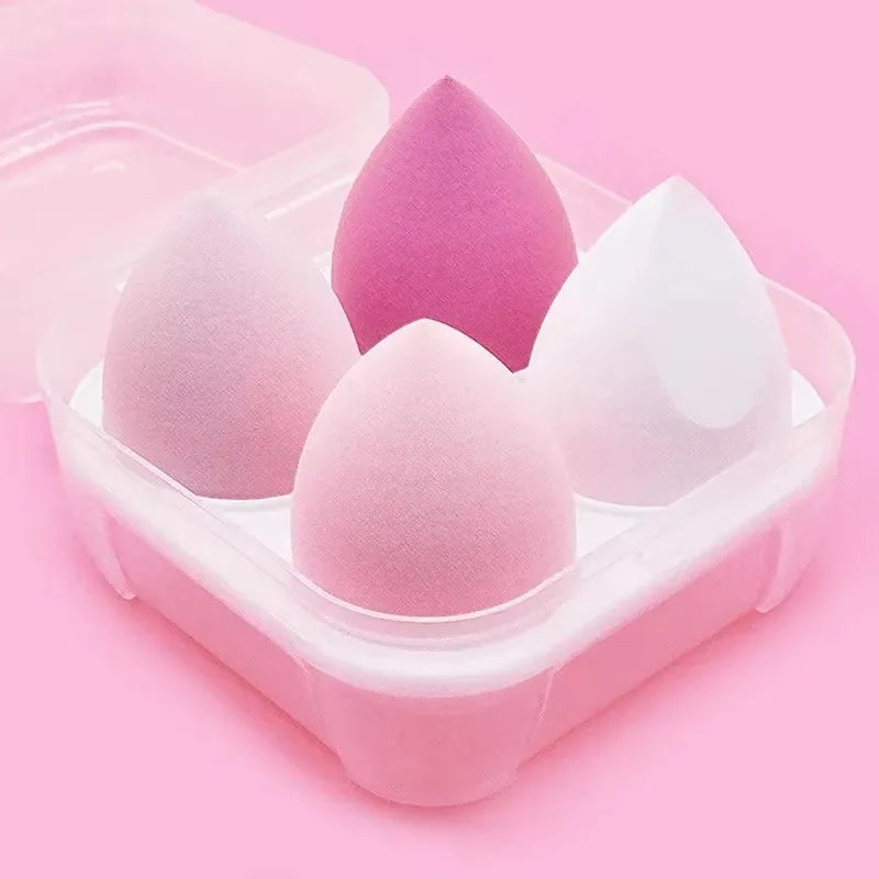 Sponge 4pcs/Set Makeup Puff Cosmetic Latex Soft Beauty Ball Foundation Powder With Box Wet and Dry Colorful Makeup Tool