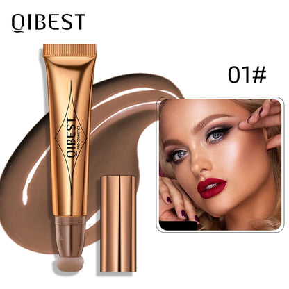 QIBEST Cream Bronzer Contour Blusher Beauty Wand Highlighter Blush With Cushion Liquid Face Bronzer Wand Stick Applicator Makeup