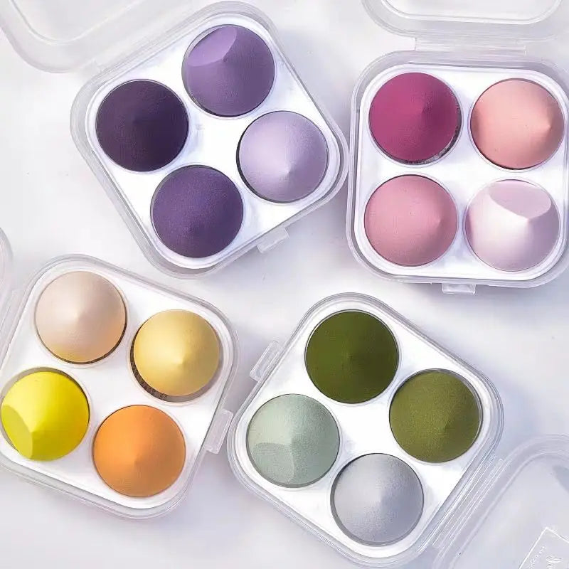 Sponge 4pcs/Set Makeup Puff Cosmetic Latex Soft Beauty Ball Foundation Powder With Box Wet and Dry Colorful Makeup Tool