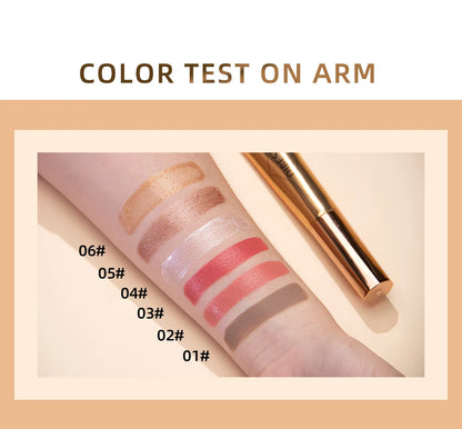 QIBEST Cream Bronzer Contour Blusher Beauty Wand Highlighter Blush With Cushion Liquid Face Bronzer Wand Stick Applicator Makeup