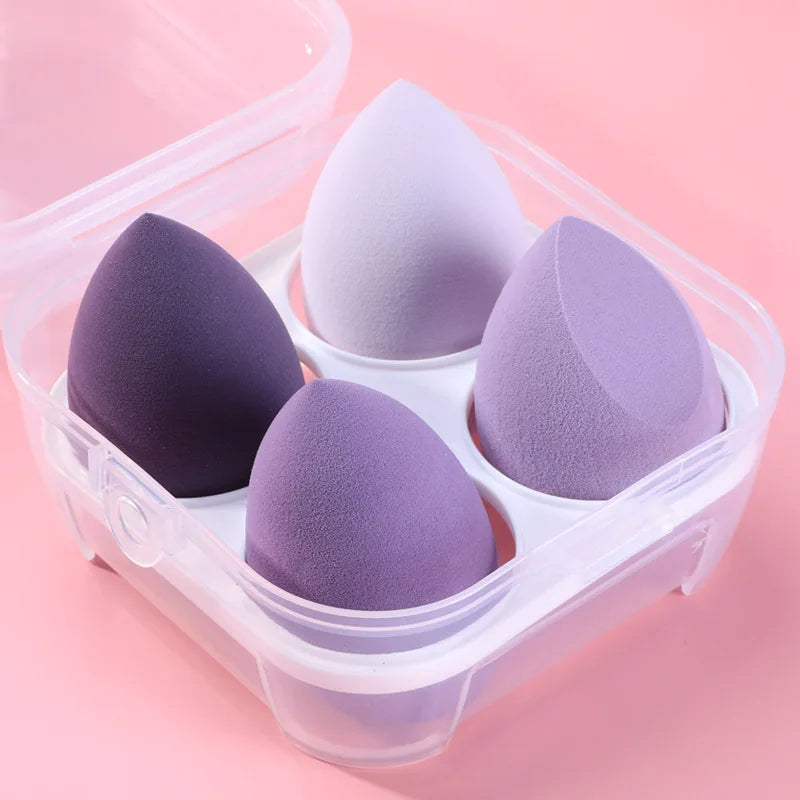 Sponge 4pcs/Set Makeup Puff Cosmetic Latex Soft Beauty Ball Foundation Powder With Box Wet and Dry Colorful Makeup Tool