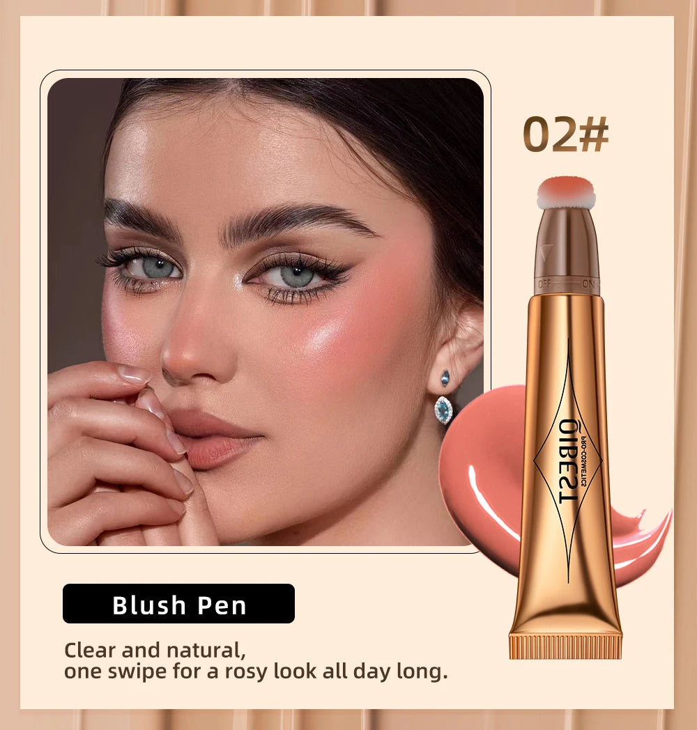 QIBEST Cream Bronzer Contour Blusher Beauty Wand Highlighter Blush With Cushion Liquid Face Bronzer Wand Stick Applicator Makeup