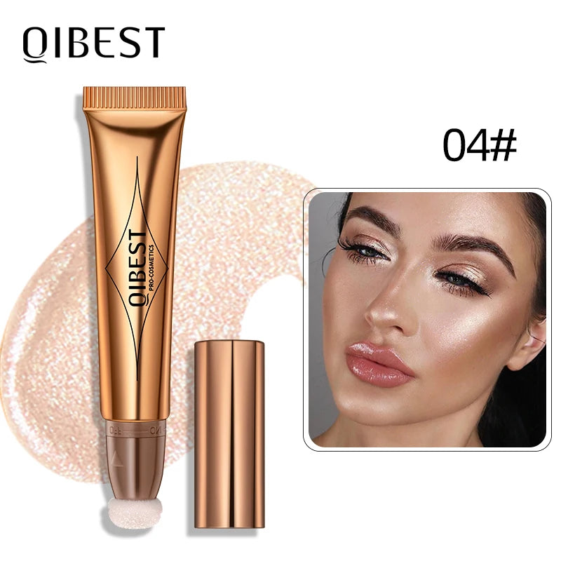 QIBEST Cream Bronzer Contour Blusher Beauty Wand Highlighter Blush With Cushion Liquid Face Bronzer Wand Stick Applicator Makeup